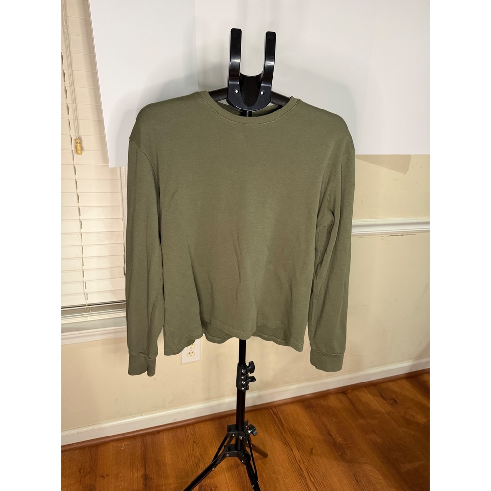 LTB Womens Olive Green Cotton Long Sleeve Crew Neck T-Shirt Size L 604994